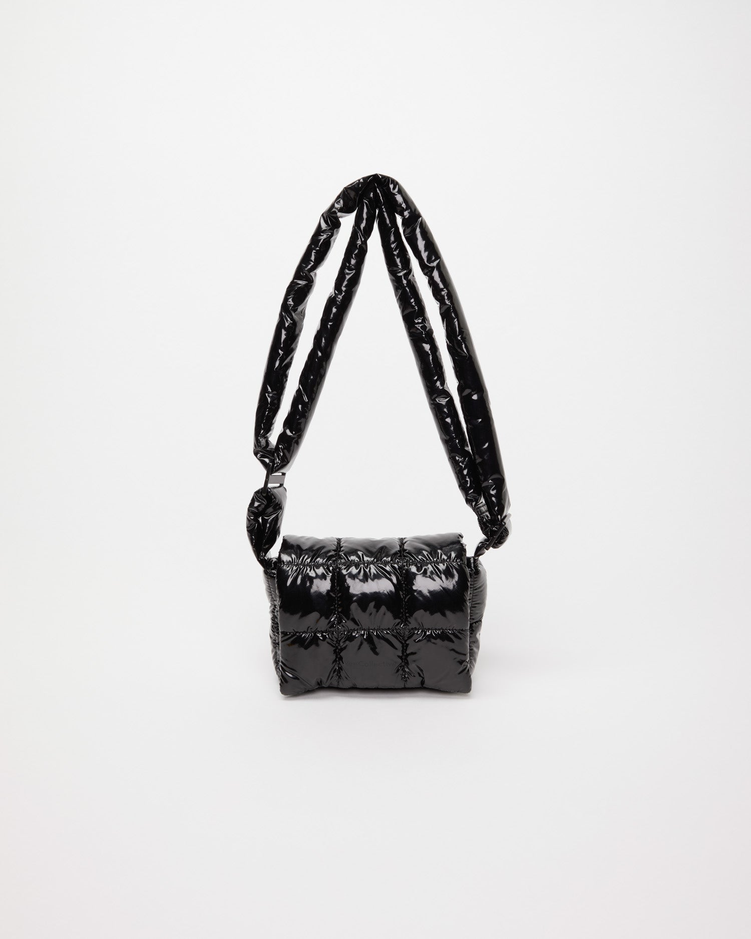 Black vinyl crossbody bag on sale